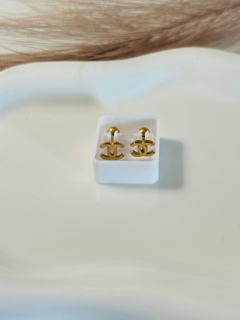 Othr Gold Double-C Logo Stud Earrings